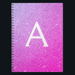 Rosa Lila Glitzer Sparkeller Monogram Notebook Notizblock<br><div class="desc">Rosa und Lila Ombre Imitate Glitzer Sparkle Elegant Mit Monogramm Notebook für Schule oder Arbeit. Das Notebook ist ideal für den Rückweg in die Schule oder für die Planung einer Hochzeit oder eines Brautparty</div>