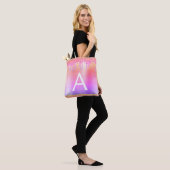 Rosa Lila Glitzer Sparkle Elegantes Monogramm Tasche (Am Model)