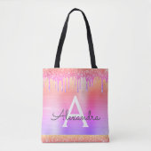Rosa Lila Glitzer Sparkle Elegantes Monogramm Tasche (Vorderseite)
