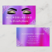 Rosa Lila Glitzer Sparkle Eyelashes Mikroblasen Visitenkarte (Vorne/Hinten)
