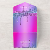 Rosa Lila Glitzer Sparkle Moderne Süße 16 All In One Einladung (Außenbereich)