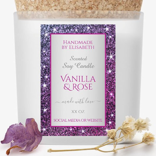 Rosa Lila Glitzer Sparkle Produktkennzeichnungen B Lebensmitteletikett