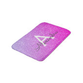 Rosa Lila Glitzer Sparkon Monogram Bath Mat Badematte (Schrägansicht)