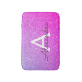 Rosa Lila Glitzer Sparkon Monogram Bath Mat Badematte (Vorderseite Vertikal)