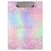 Rosa lila Glitzer Stäubholografischer Name Klemmbrett (Vorderseite)