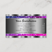 Rosa Lila Glitzer Sterne Silberdekoration Visitenkarte (Rückseite)