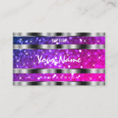 Rosa Lila Glitzer Sterne Silberdekoration Visitenkarte (Vorderseite)