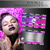 Rosa Lila Glitzer Sterne Silver Decoder hinzufügen Visitenkarte