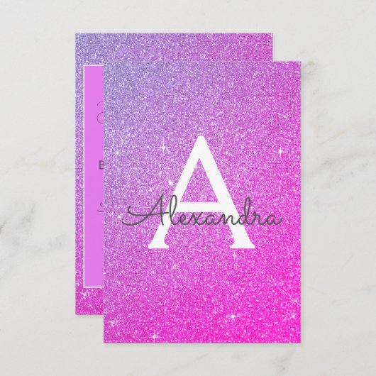 Rosa Lila Glitzer Sweet 16 Save the Date Einladung (Vorne/Hinten)