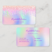 Rosa lila Glitzer Tropfen holografische Make-up Ha Visitenkarte (Vorne/Hinten)