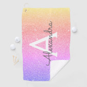 Rosa Lila Glitzer und Name des Monogramms Golfhandtuch (Insitu)