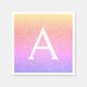 Rosa - Lila Glitzer und Sparkle Monogramm Geburtst Serviette