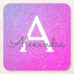 Rosa Lila Glitzer und sparkle Monogramm Geburtstag Rechteckiger Pappuntersetzer<br><div class="desc">Rosa und Lila Ombre Imitats Glitzer und sparkle Elegant Monogram Geburtstagsparty Untersetzer. Diese Geburtstagsparty,  Brautparty,  Hochzeit oder Junggeselinnen-Abschied Untersetzer können auf Ihren Vor- und Erstnamen angepasst werden. Bitte kontaktieren Sie den Designer,  um passende Artikel zu erhalten.</div>