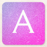 Rosa Lila Glitzer und sparkle Monogramm Geburtstag Rechteckiger Pappuntersetzer<br><div class="desc">Rosa und Lila Ombre Imitats Glitzer und sparkle Elegant Monogram Geburtstagsparty Untersetzer. Diese Geburtstagsparty,  Brautparty,  Hochzeit oder Junggeselinnen-Abschied Untersetzer können auf Ihren Vor- und Erstnamen angepasst werden. Bitte kontaktieren Sie den Designer,  um passende Artikel zu erhalten.</div>