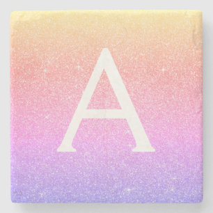 Rosa Lila Glitzer und sparsame Monogramm Steinuntersetzer