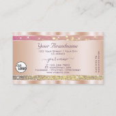 Rosa Lila Gold Glitzer Stars hinzufügen Logo Rose Visitenkarte (Rückseite)