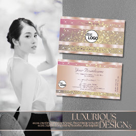 Rosa Lila Gold Glitzer Stars hinzufügen Logo Rose  Visitenkarte