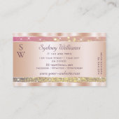 Rosa Lila Gold Glitzer Stars Monogram Rose Gold Visitenkarte (Rückseite)