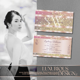 Rosa Lila Gold Glitzer Stars Monogram Rose Gold Visitenkarte