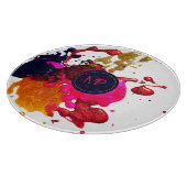 Rosa Lila-Gold-Spritzer-Monogramm Schneidebrett (Ecke)