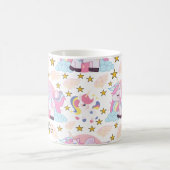Rosa Lila Gold Star Unicorn Name Monogramm Kaffeetasse (Mittel)