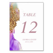 Rosa Lila Gold Tinte Hochzeitskarte Tischnummer (Rückseite)