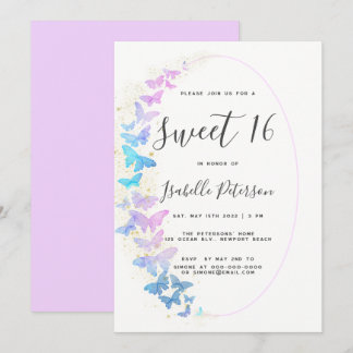 Rosa Lila Goldbarren Boho Frame Sweet 16 Einladung