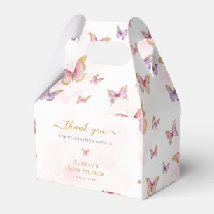 Rosa lila goldener Schmetterling Mädchen Baby Show Geschenkschachtel