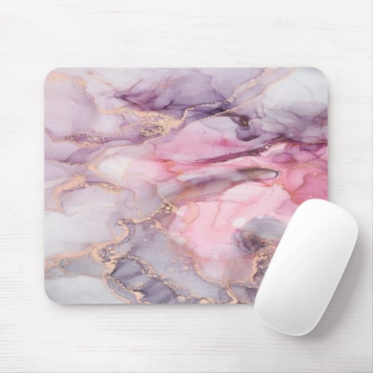 rosa, lila, goldfarbener Marmor Mousepad (Mit Mouse)