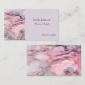 rosa, lila, goldfarbener Marmor Telefonnummerkarte (Vorne/Hinten)