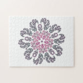 Rosa, Lila, Grau, Weiß Fraktal Art Kaleidoskop Puzzle (Horizontal)