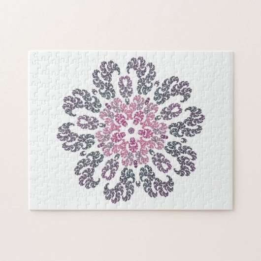 Rosa, Lila, Grau, Weiß Fraktal Art Kaleidoskop Puzzle (Horizontal)