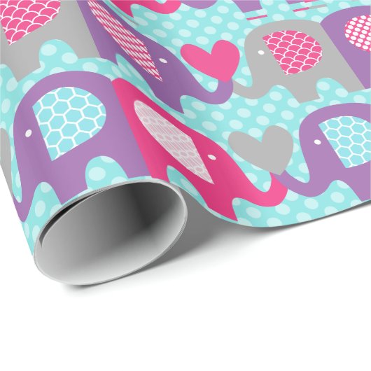 Rosa, lila, graues geschenkpapier (Rolleneckpunkt)