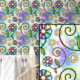 Rosa Lila grüne Abstrakte Blume Tapete