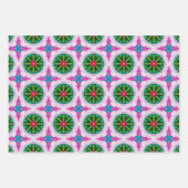 Rosa, lila, grüne abstrakte Sternenmuster Geschenkpapier Set (Vorderseite 3)