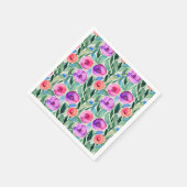 Rosa, Lila, grüne Blume Serviette (Ecke)