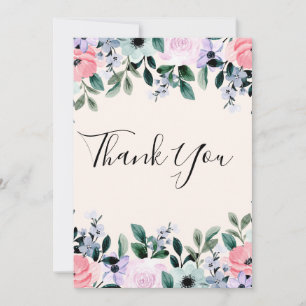 Rosa, Lila grüne Farbe, Blumenrinde Dankeskarte