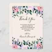 Rosa, Lila grüne Farbe, Blumenrinde Dankeskarte (Vorne/Hinten)