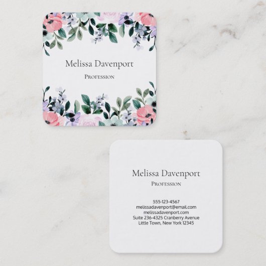 Rosa, Lila grüne Farbe, Blumenrinde Quadratische Visitenkarte (Vorne/Hinten)