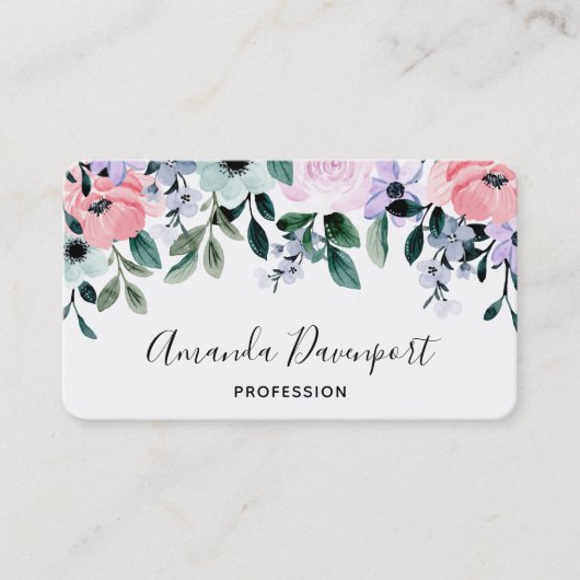 Rosa, Lila grüne Farbe, Blumenrinde Visitenkarte (Vorderseite)