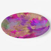 Rosa, lila, grüne Farbtafel aus Alkoholkarton Pappteller (Schrägansicht)