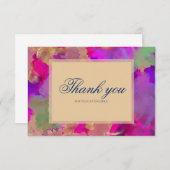 Rosa, lila, grüne Marmorfarbe Dankeskarte (Vorne/Hinten)