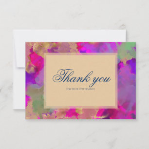 Rosa, lila, grüne Marmortinte-Einladungen Dankeskarte