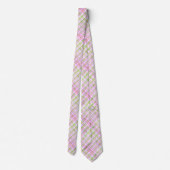 Rosa Lila grüne Pastete Kariert Neck Tie Krawatte (Rückseite)