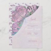 Rosa Lila grüne Schmetterlingsfarbe Einladung (Vorne/Hinten)
