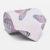 Rosa Lila grüne Schmetterlingsfarbe Krawatte (Gerollt)