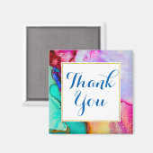 Rosa Lila grüner Marmor Abstrakte Wasserfarbe Magnet (Vorderseite/Rückseite)