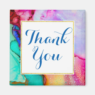 Rosa Lila grüner Marmor Abstrakte Wasserfarbe Magnet