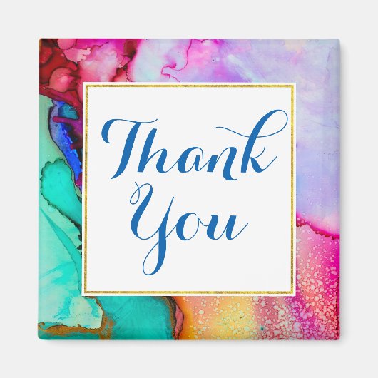 Rosa Lila grüner Marmor Abstrakte Wasserfarbe Magnet (Vorne)