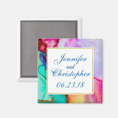 Rosa Lila grüner Marmor Abstrakte Wasserfarbe Magnet (Vorderseite/Rückseite)